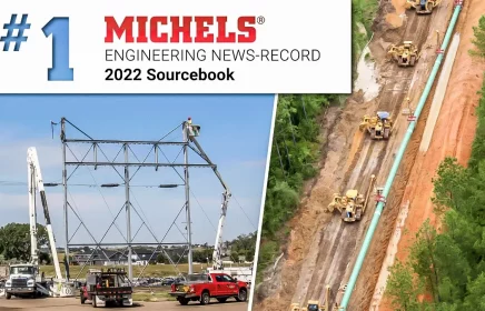 Graphic showing Michels number 1 ranking in power and pipeline ENR sourcebook ranking.
