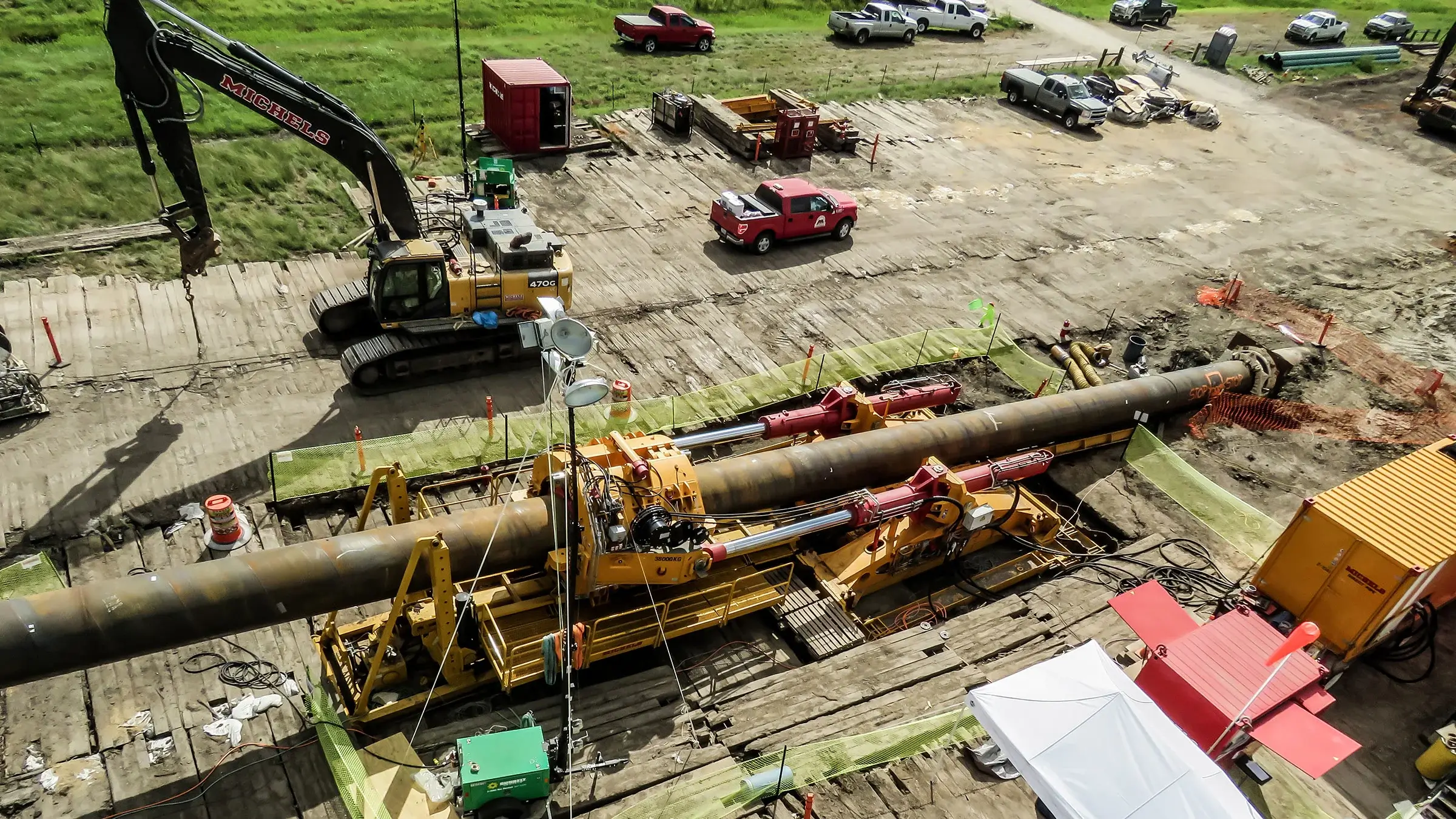 A Direct Pipe rig delivers a large diameter pipe underground.