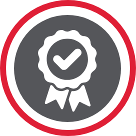 A ribbon icon with a checkmark in the middle.