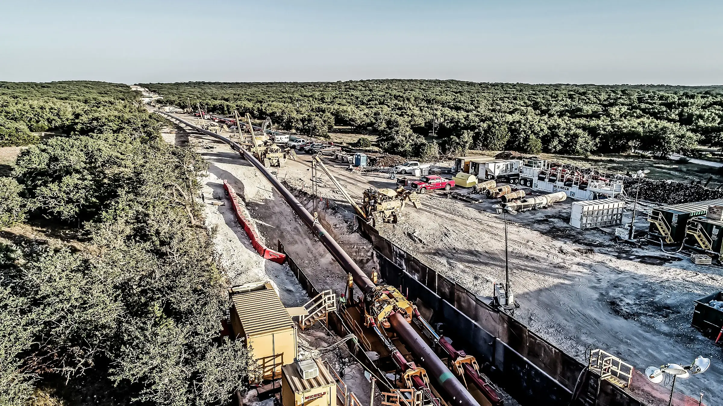 A large scale Direct Pipe project spans through a vast forested area.