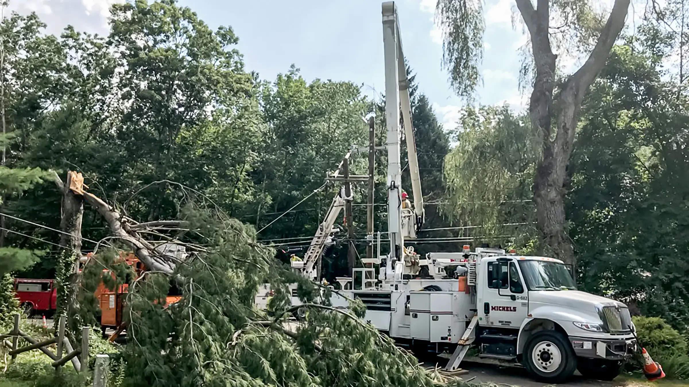 Michels Power, Inc. aids in disaster relief after a tree fell on a power line.