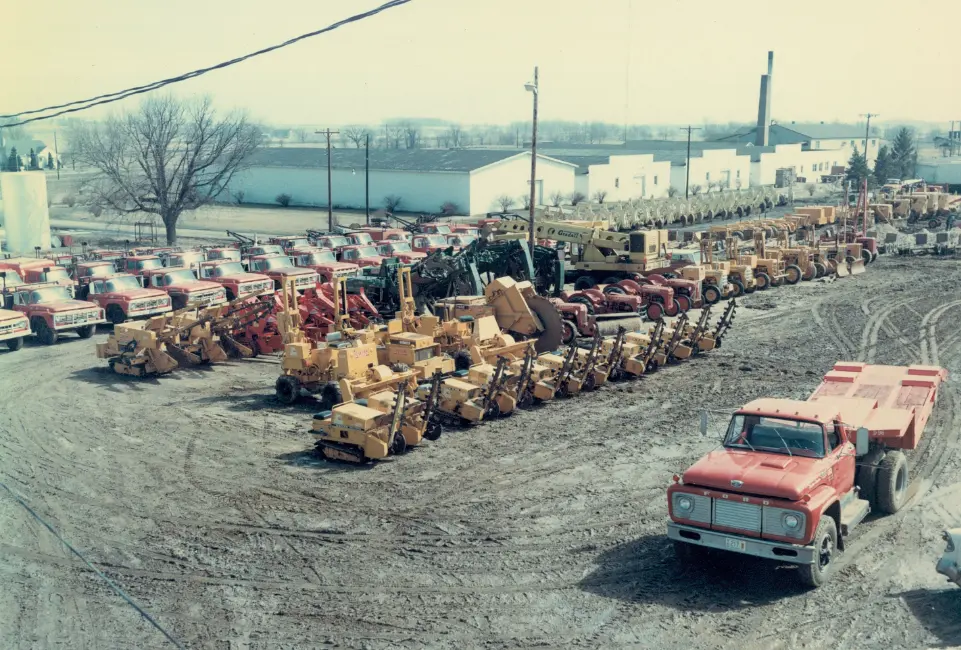 A Michels truck drives around the Brownsville yard in Michels early years.
