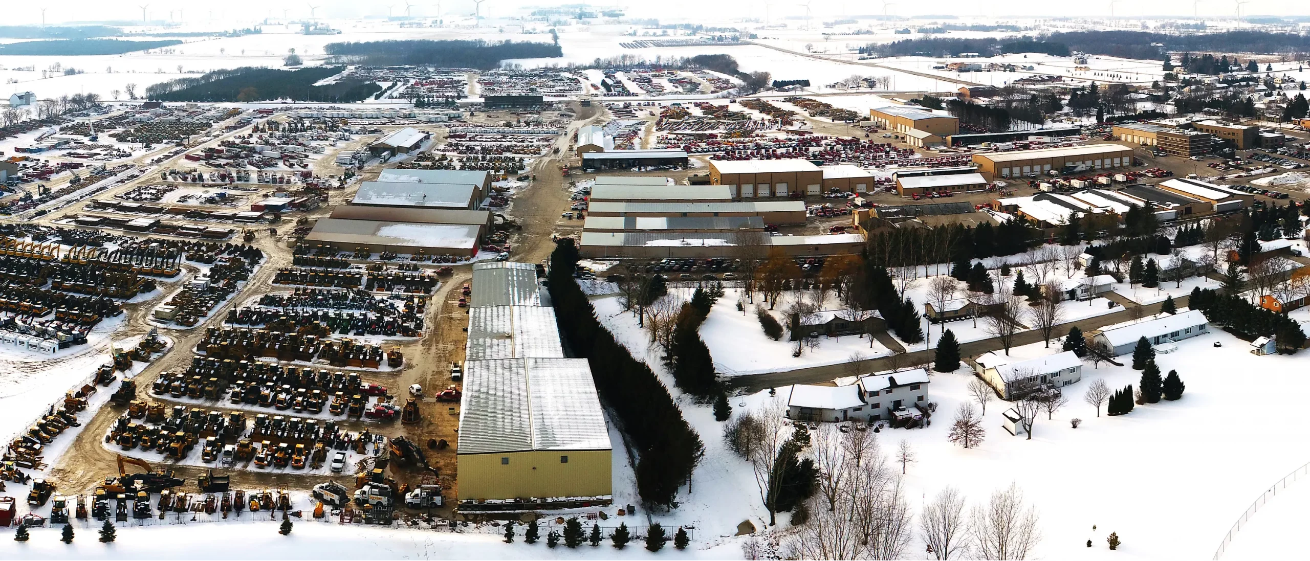 Overhead view of Brownsville Yard during winter.