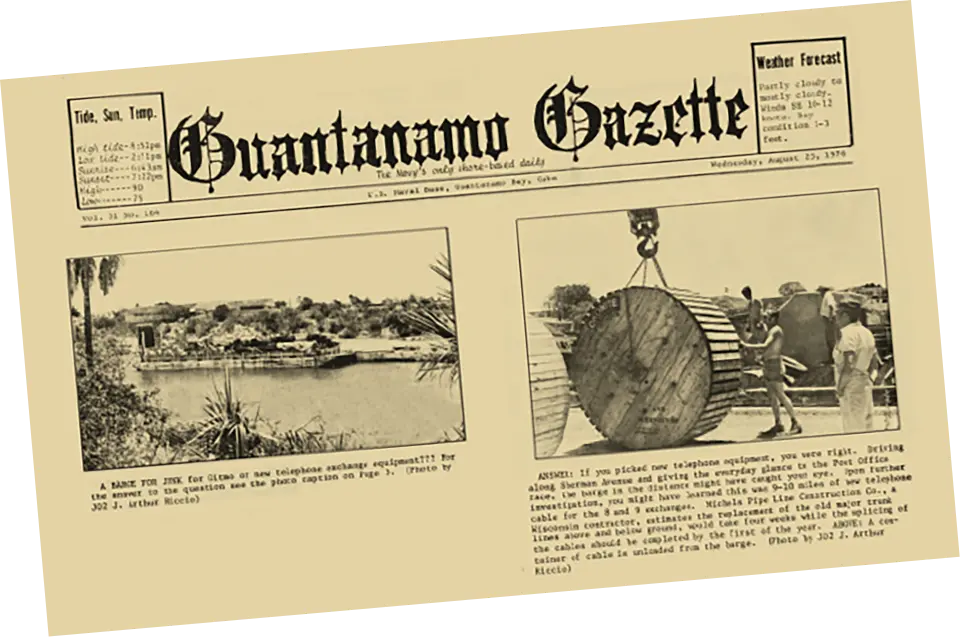 Guantanamo Gazette vintage newspaper article.