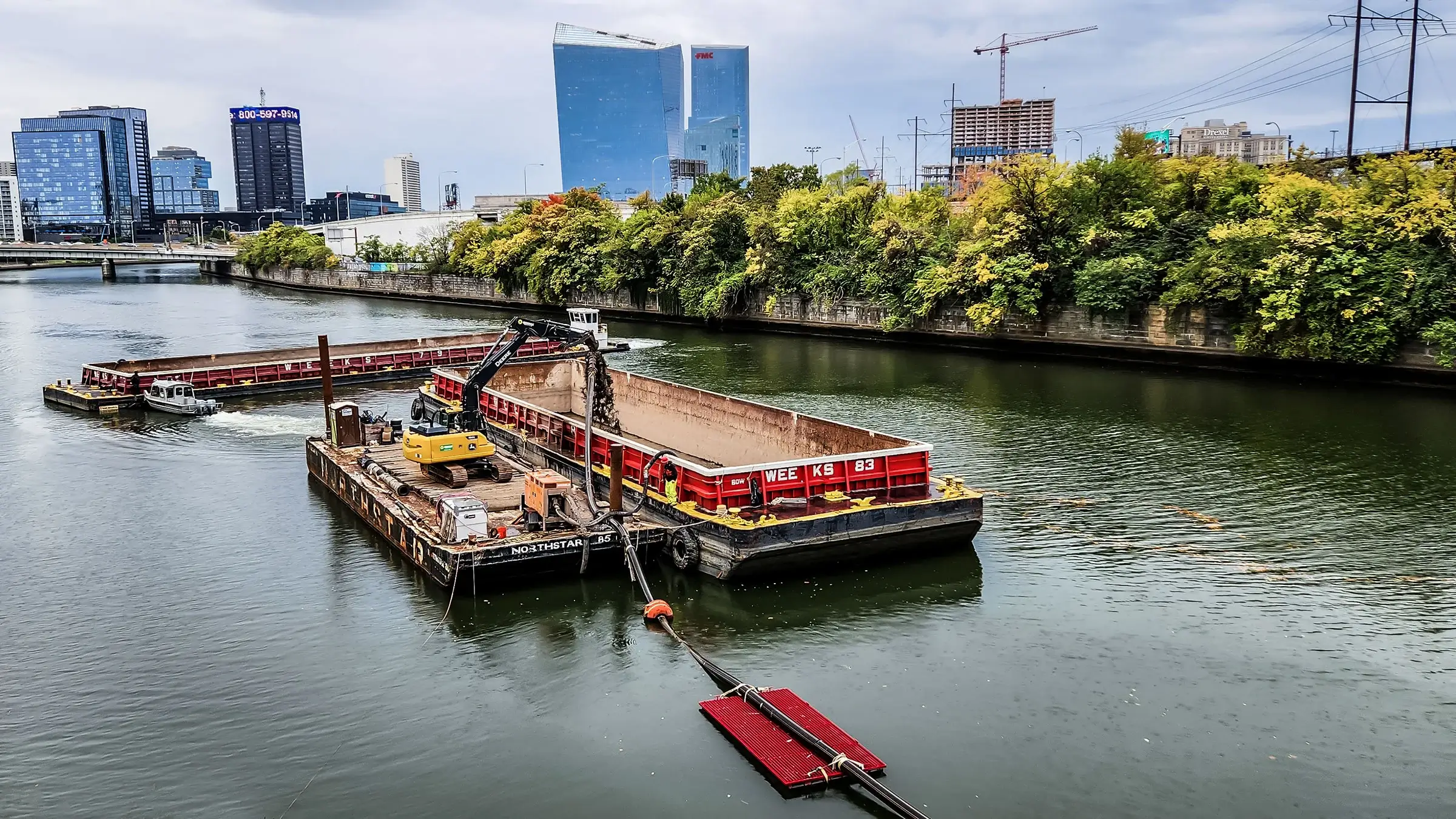 Hydraulic dredging project on Schuylkill River.