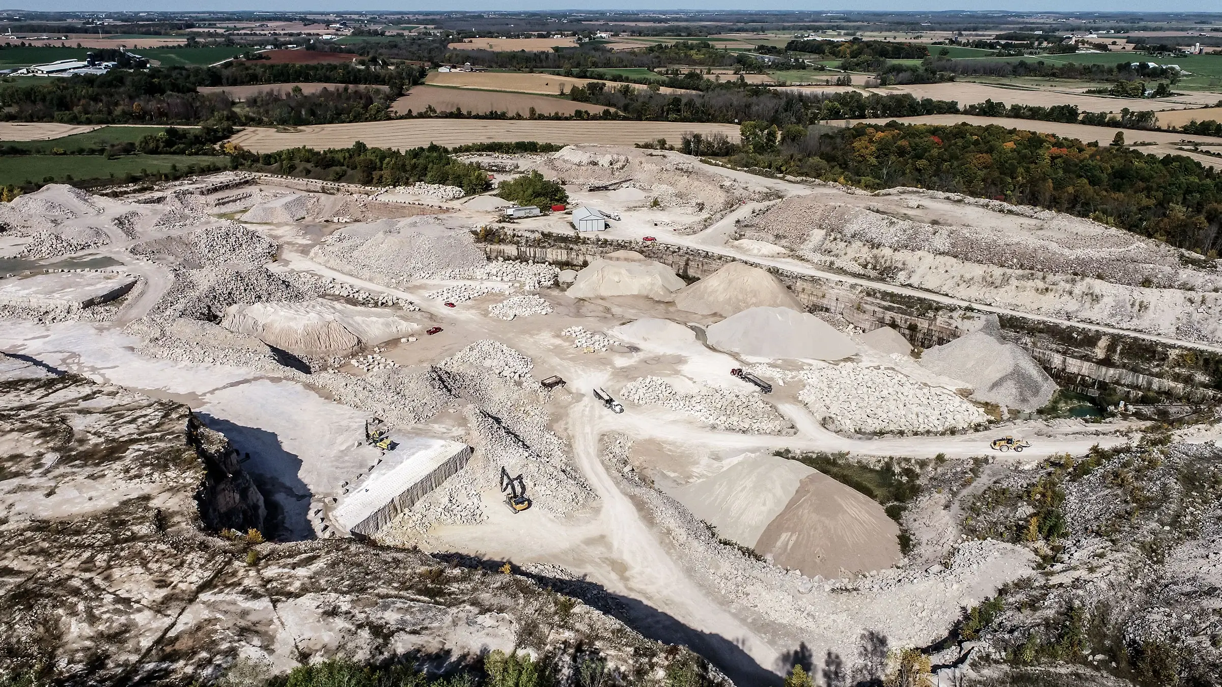 Aerial photo of gravel quarry.