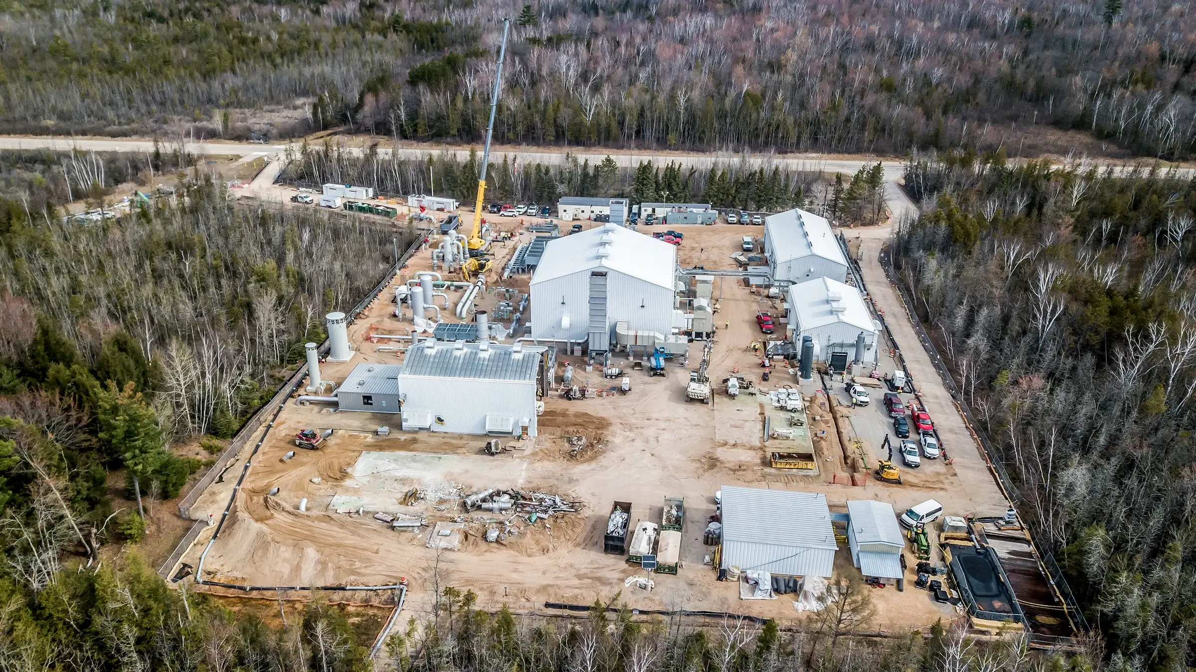 Aerial view of compressor station construction