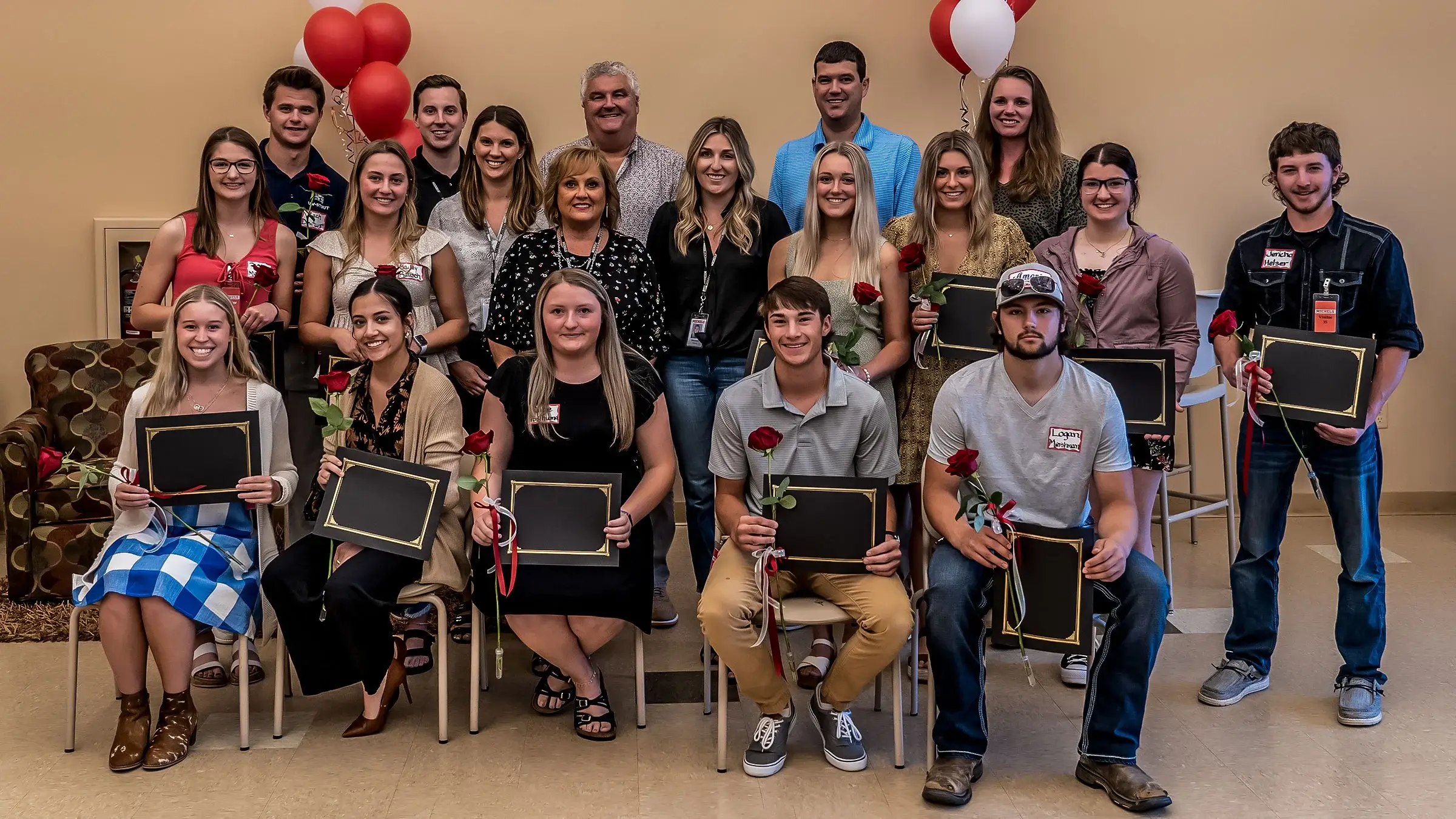 Group of scholarship awardees stand for a photo.