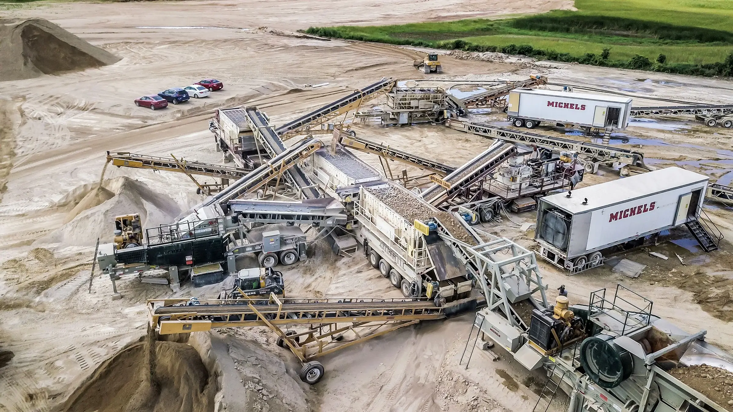 Aerial photo of highway construction batch plant.