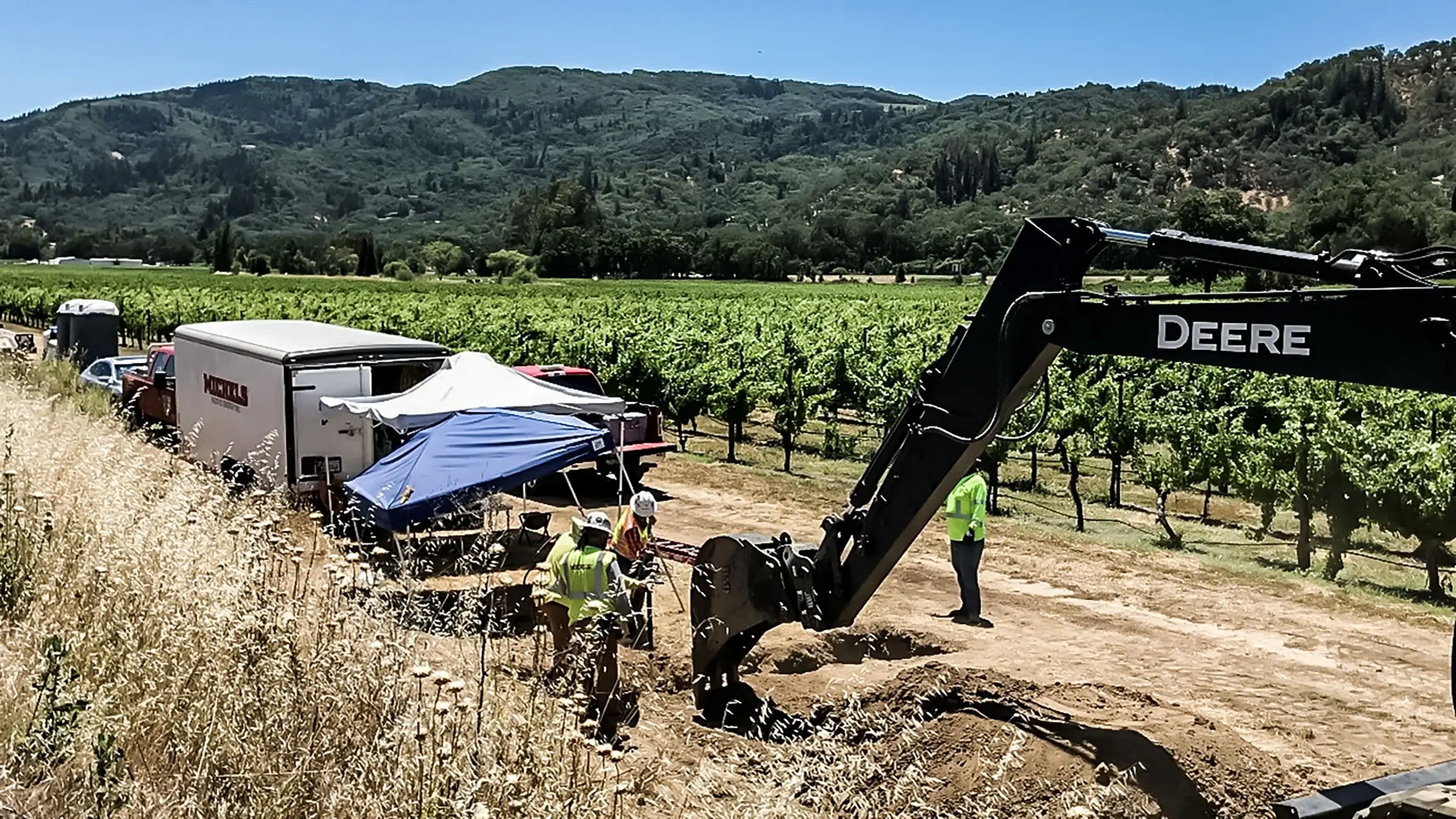 Excavation work performed in a vineyard