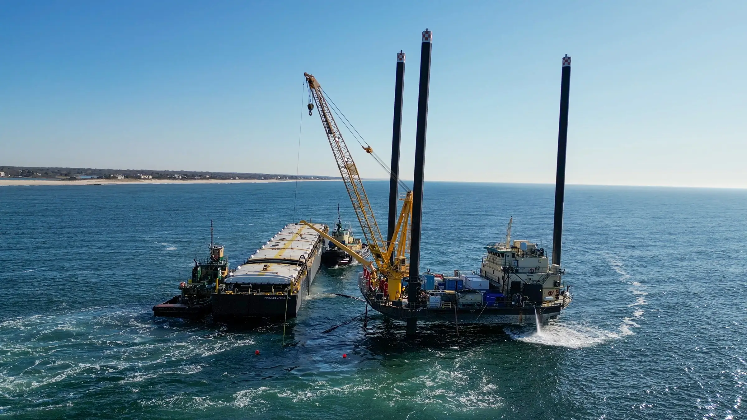 A large boat near an offshore site